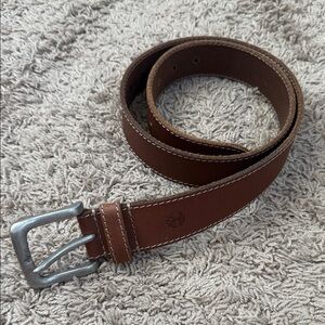 Timberland Men's Brown Leather Belt with Silver Buckle Size 34